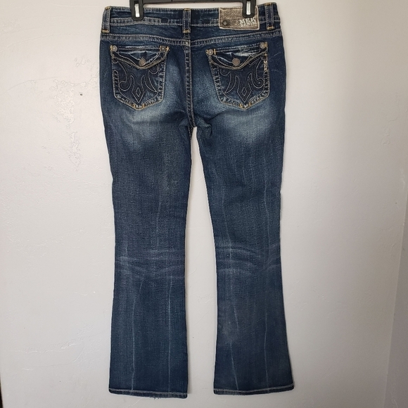 Mek Denim Women's 30x34 Krakow Boot Cut Dark Wash Jeans Flap Button Pockets - Picture 1 of 11